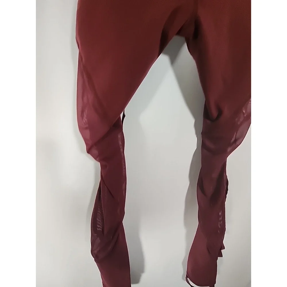 Alo Yoga‎ High Waist Wrapped Stirrup Legging Burgundy Mesh Cutout Womens S